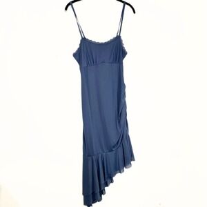 Wild‎ Fable Slip Dress Size Medium Blue Y2K Fairy Babydoll Ruffle Asymmetrical
